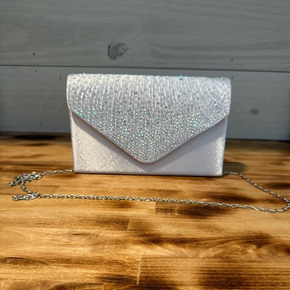 Source Unknown Handbags - Rectangle Silver Iridescent Cocktail Clutch